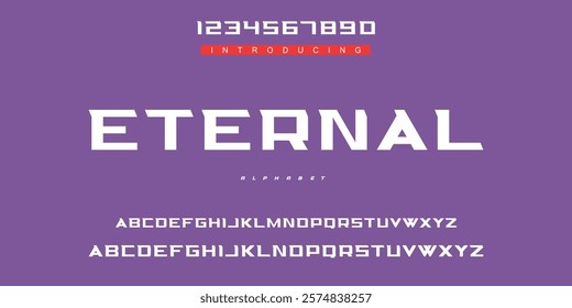 Digital modern alphabet font. Creative abstract urban, futuristic, fashion, sport, minimal technology typography.  Simple vector illustration with number