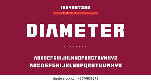 Digital modern alphabet font. Creative abstract urban, futuristic, fashion, sport, minimal technology typography.  Simple vector illustration with number