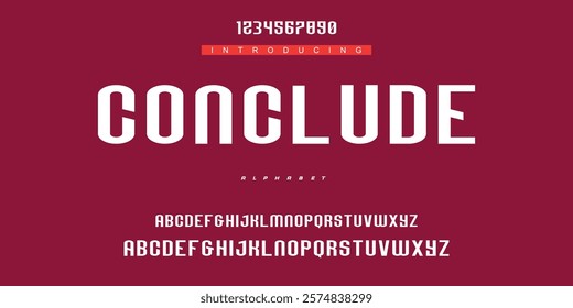 Digital modern alphabet font. Creative abstract urban, futuristic, fashion, sport, minimal technology typography.  Simple vector illustration with number