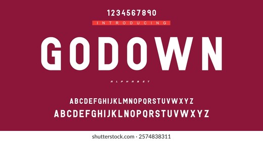 Digital modern alphabet font. Creative abstract urban, futuristic, fashion, sport, minimal technology typography.  Simple vector illustration with number