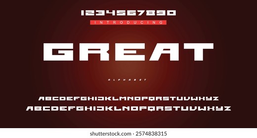 Digital modern alphabet font. Creative abstract urban, futuristic, fashion, sport, minimal technology typography.  Simple vector illustration with number