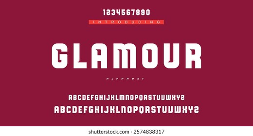 Digital modern alphabet font. Creative abstract urban, futuristic, fashion, sport, minimal technology typography.  Simple vector illustration with number