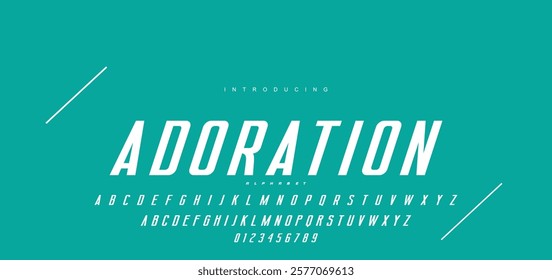 Digital modern alphabet font. Creative abstract urban, futuristic, fashion, sport, minimal technology typography.  Simple vector illustration with number