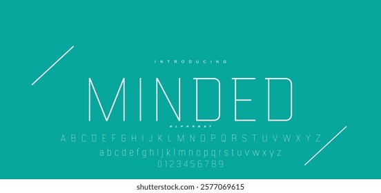 Digital modern alphabet font. Creative abstract urban, futuristic, fashion, sport, minimal technology typography.  Simple vector illustration with number