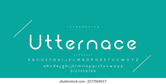 Digital modern alphabet font. Creative abstract urban, futuristic, fashion, sport, minimal technology typography.  Simple vector illustration with number