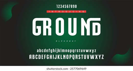 Digital modern alphabet font. Creative abstract urban, futuristic, fashion, sport, minimal technology typography.  Simple vector illustration with number