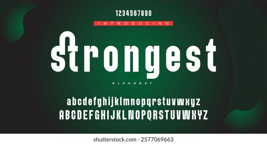 Digital modern alphabet font. Creative abstract urban, futuristic, fashion, sport, minimal technology typography.  Simple vector illustration with number