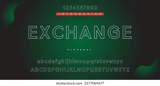 Digital modern alphabet font. Creative abstract urban, futuristic, fashion, sport, minimal technology typography.  Simple vector illustration with number
