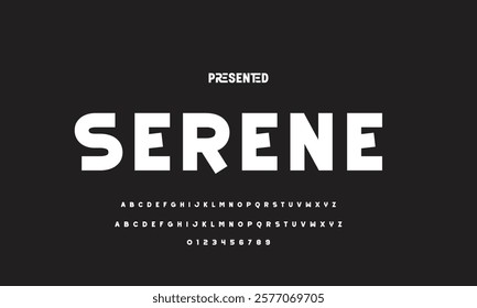 Digital modern alphabet font. Creative abstract urban, futuristic, fashion, sport, minimal technology typography.  Simple vector illustration with number