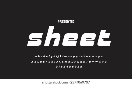 Digital modern alphabet font. Creative abstract urban, futuristic, fashion, sport, minimal technology typography.  Simple vector illustration with number