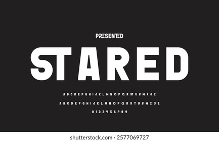 Digital modern alphabet font. Creative abstract urban, futuristic, fashion, sport, minimal technology typography.  Simple vector illustration with number