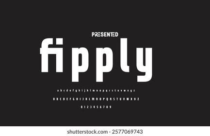 Digital modern alphabet font. Creative abstract urban, futuristic, fashion, sport, minimal technology typography.  Simple vector illustration with number