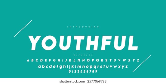 Digital modern alphabet font. Creative abstract urban, futuristic, fashion, sport, minimal technology typography.  Simple vector illustration with number
