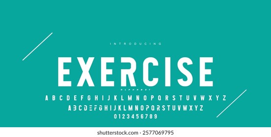 Digital modern alphabet font. Creative abstract urban, futuristic, fashion, sport, minimal technology typography.  Simple vector illustration with number