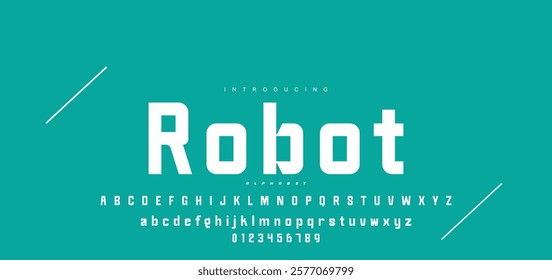 Digital modern alphabet font. Creative abstract urban, futuristic, fashion, sport, minimal technology typography.  Simple vector illustration with number