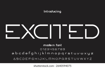 Digital modern alphabet font. Creative abstract urban, futuristic, fashion, sport, minimal technology typography.  Simple vector illustration with number