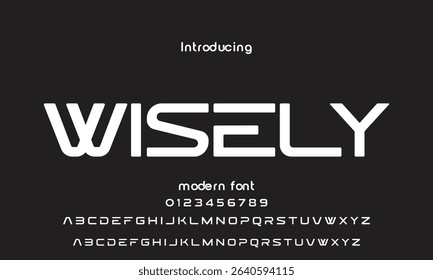 Digital modern alphabet font. Creative abstract urban, futuristic, fashion, sport, minimal technology typography.  Simple vector illustration with number