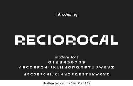 Digital modern alphabet font. Creative abstract urban, futuristic, fashion, sport, minimal technology typography.  Simple vector illustration with number