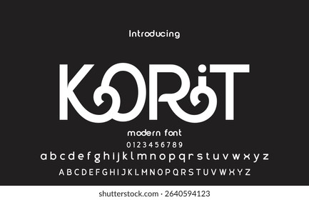 Digital modern alphabet font. Creative abstract urban, futuristic, fashion, sport, minimal technology typography.  Simple vector illustration with number