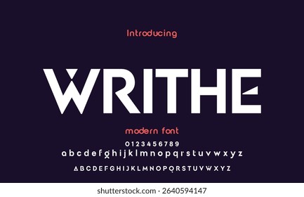 Digital modern alphabet font. Creative abstract urban, futuristic, fashion, sport, minimal technology typography.  Simple vector illustration with number