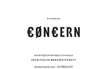 Digital modern alphabet font. Creative abstract urban, futuristic, fashion, sport, minimal technology typography.  Simple vector illustration with number
