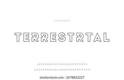 Digitale moderne Alphabet Schriftart. Kreative abstrakte urbane, futuristische, Mode, Sport, minimale Technologie Typografie.  Einfache Vektorgrafik mit Zahlen