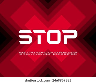 Digital modern alphabet font, typography technology, trendy original letters from A to Z and numbers from 0 to 9, vector illustration 10EPS