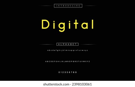 Digital Modern Bold Font. Sans Serif Font. Regular Italic Uppercase Lowercase Typography urban style alphabet fonts for fashion, sport, technology, digital, movie, logo design, vector