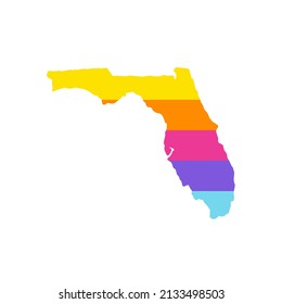 Digital Modern Colorful Lines Florida, USA Map Logo Vector Illustration Design