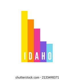 Digital Modern Colorful Lines Idaho, USA Map Logo Vector Illustration Design