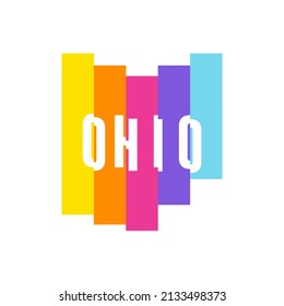 Digital Modern Colorful Lines Ohio, USA Map Logo Vector Illustration Design