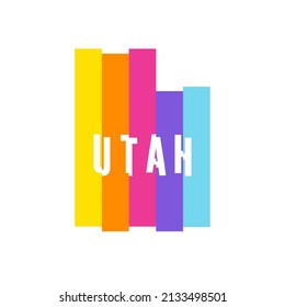 Digital Modern Colorful Lines Utah, USA Map Logo Vector Illustration Design