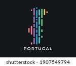 
Digital modern colorful rounded lines Portugal map logo vector illustration design