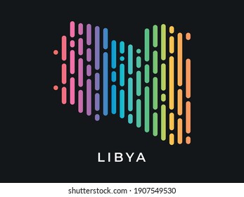 Digital modern colorful rounded lines Libya map logo vector illustration design