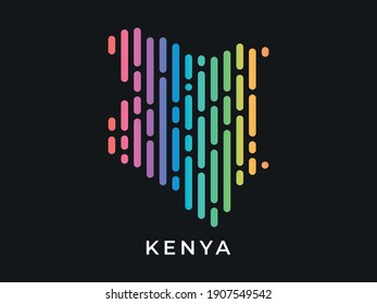 Digital modern colorful rounded lines Kenya map logo vector illustration design