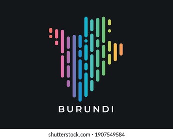 Líneas redondeadas de color moderno digital Diseño de ilustraciones vectoriales del mapa de Burundi