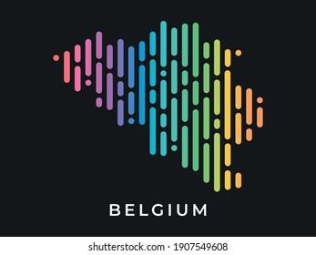 Digital modern colorful rounded lines Belgium map logo vector illustration design.