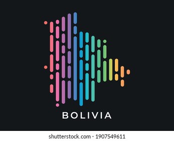 Digital modern colorful rounded lines Bolivia map logo vector illustration design