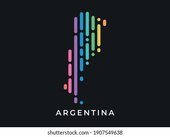 
Digital modern colorful rounded lines Argentina map logo vector illustration design