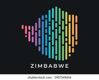 
Líneas redondeadas de color moderno digital Diseño del logotipo del mapa de Zimbabue