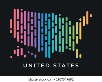 
Digital modern colorful rounded lines United States map logo vector illustration design