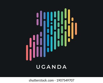 
Digital modern colorful rounded lines Uganda map logo vector illustration design