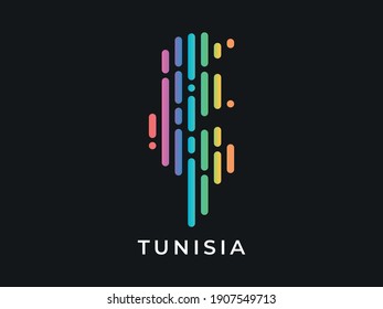 
Digital modern colorful rounded lines Tunisia map logo vector illustration design svg