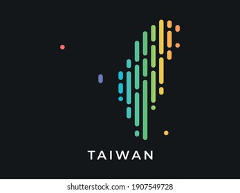 Digital modern colorful rounded lines Taiwan map logo vector illustration design