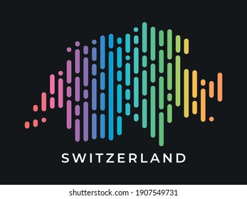 Digital modern colorful rounded lines Switzerland map logo vector illustration design