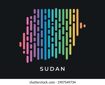 Digital modern colorful rounded lines Sudan map logo vector illustration design