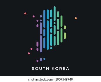 
Digital modern colorful rounded lines South Korea map logo vector illustration design