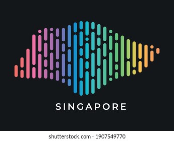Digital modern colorful rounded lines Singapore map logo vector illustration design