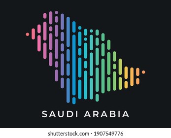 Digital modern colorful rounded lines Saudi Arabia map logo vector illustration design