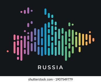 Digitale, moderne, bunte abgerundete Linien Russland Karte Logo Vektorgrafik Design.